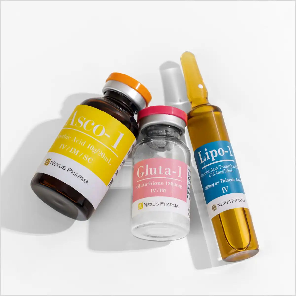 Nexus Pharma Gluta-1, Asco-1, and Lipo-1 Injection Set – Skin Brightening and Antioxidant IV Treatments