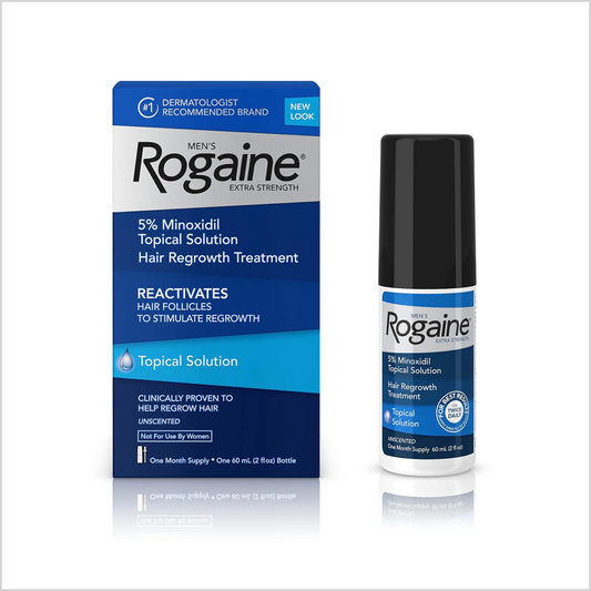 Men's Rogaine 5% Minoxidil Extra Strength topical solution for hair regrowth. Order now at shopngo.pk!