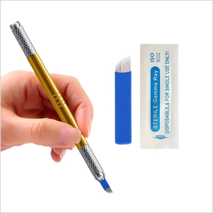 Golden Tebori 3D Tattoo Pen - Microblading Pen for Eyebrows Shading in Pakistan